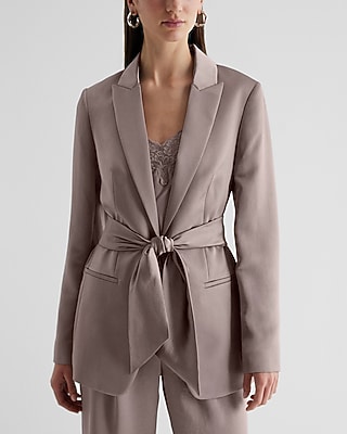 Satin Tie Waist Blazer