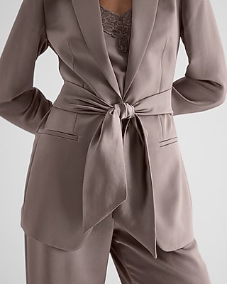 Satin Tie Waist Blazer
