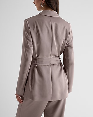Satin Tie Waist Blazer