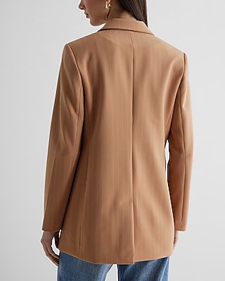 Editor One Button Pinstripe Boyfriend Blazer