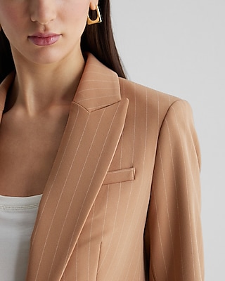 Editor One Button Pinstripe Boyfriend Blazer