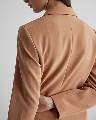 Editor One Button Pinstripe Boyfriend Blazer