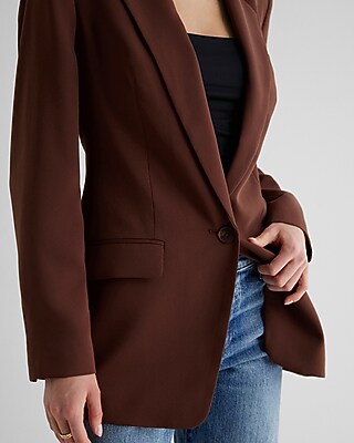 One Button Cinched Boyfriend Blazer | Express
