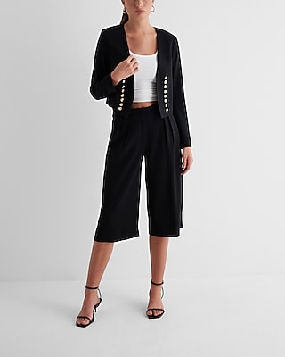 Cropped Novelty Button Jacket