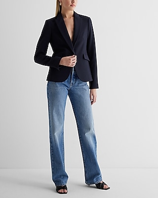 Editor Studio Stretch Twill Fitted One Button Blazer