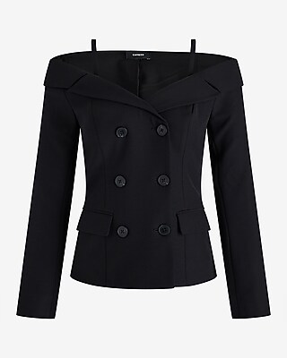 Off The Shoulder Double Breasted Blazer