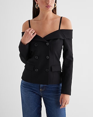 Off The Shoulder Double Breasted Blazer