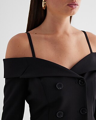 Off The Shoulder Double Breasted Blazer
