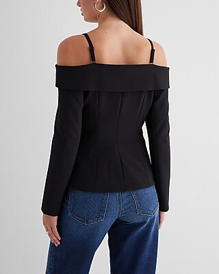 Off The Shoulder Double Breasted Blazer