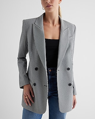 Houndstooth Double Breasted Blazer Express