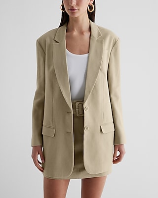 Linen-blend Oversized Boyfriend Blazer | Express