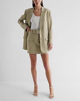 Linen-Blend Oversized Boyfriend Blazer