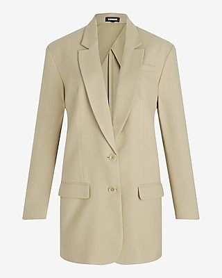 Linen-Blend Oversized Boyfriend Blazer