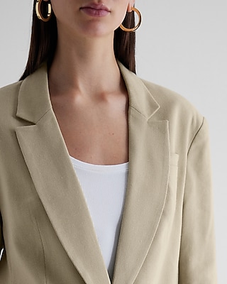 Linen-Blend Oversized Boyfriend Blazer