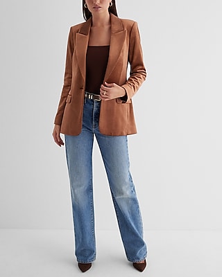 Velvet One Button Corduroy Blazer Express