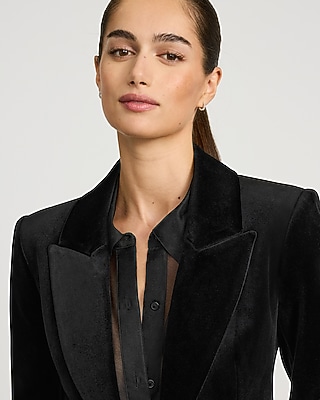 Velvet Long Slim Blazer