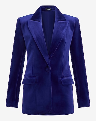 Velvet Long Slim One Button Blazer