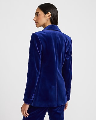 Velvet Long Slim One Button Blazer