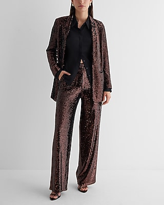Sequin Open Front Boyfriend Blazer