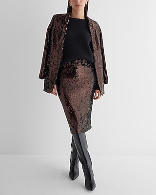Sequin Open Front Boyfriend Blazer