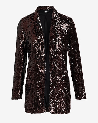 Sequin Open Front Boyfriend Blazer