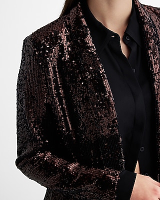 Sequin Open Front Boyfriend Blazer