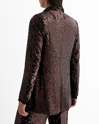 Sequin Open Front Boyfriend Blazer