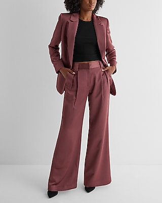 Satin One Button Cinched Boyfriend Blazer