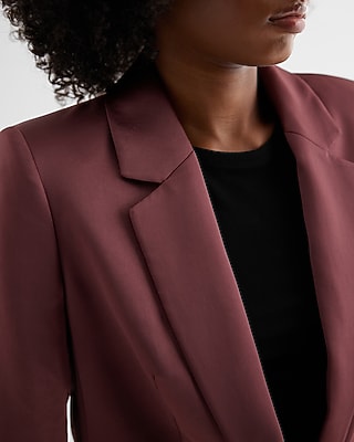 Satin One Button Cinched Boyfriend Blazer