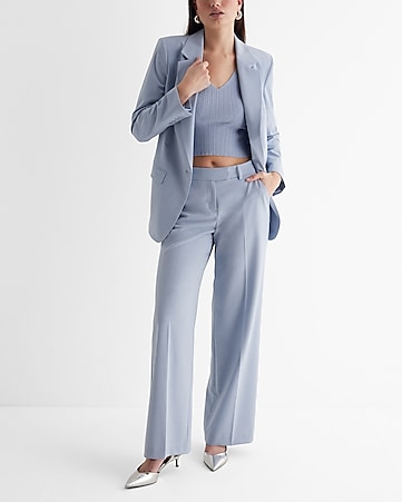  N/A Women's White Black Blue Pants Suit Blazer