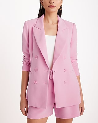 Eloquii Double Breasted Pinstripe Blazer In Pink Size 20