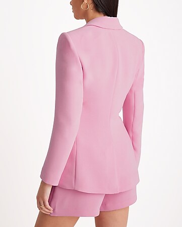 Extro & Vert Petite fitted blazer, crop top and pants set in hot pink