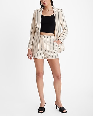Striped One Button Blazer