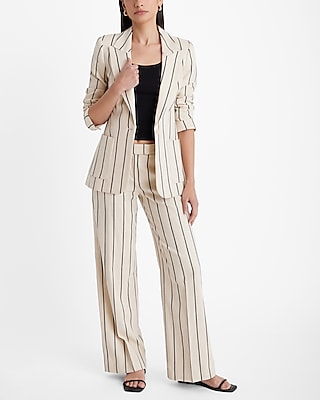 Striped One Button Blazer