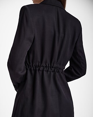 Linen-Blend One Button Cinched Boyfriend Blazer