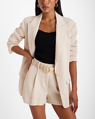 Oversized Textured Boyfriend Blazer