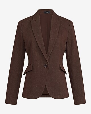 Editor Heathered Stretch Twill Fitted One Button Blazer - image 4