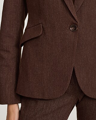 Editor Heathered Stretch Twill Fitted One Button Blazer - image 2