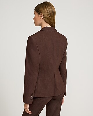 Editor Heathered Stretch Twill Fitted One Button Blazer - image 3