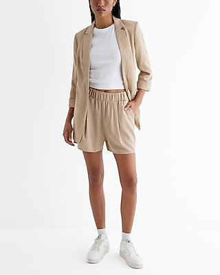 IDA TENCEL OPEN FRONT BOYFRIEND BLAZER 7807430:NOMAD:XS