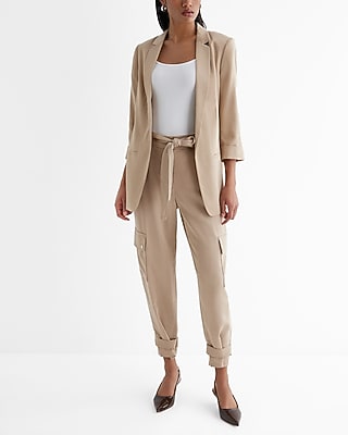 IDA TENCEL OPEN FRONT BOYFRIEND BLAZER 7807430:NOMAD:XS