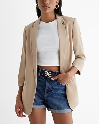 IDA TENCEL OPEN FRONT BOYFRIEND BLAZER 7807430:NOMAD:XS
