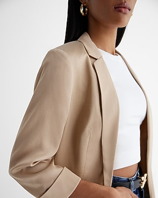 IDA TENCEL OPEN FRONT BOYFRIEND BLAZER 7807430:NOMAD:XS