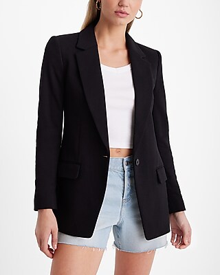 Knit One Button Cinched Boyfriend Blazer