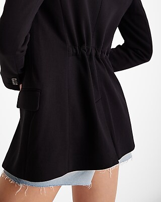 Knit One Button Cinched Boyfriend Blazer