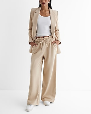 Knit One Button Cinched Boyfriend Blazer