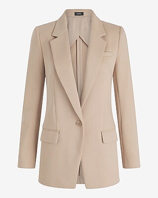 Knit One Button Cinched Boyfriend Blazer