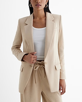 Knit One Button Cinched Boyfriend Blazer