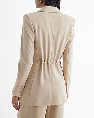 Knit One Button Cinched Boyfriend Blazer
