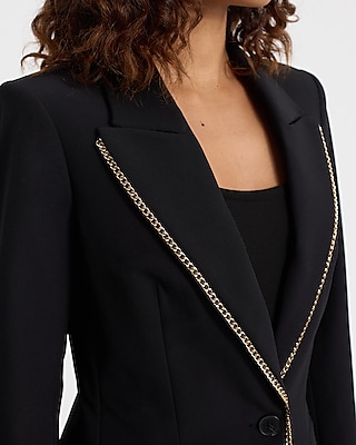 Chain Trim Long Slim Blazer